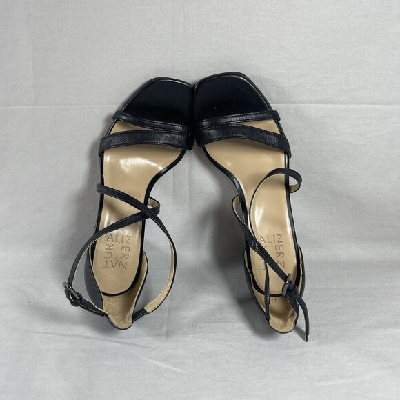 Naturalizer Tiff WOmen's Black Leather Block Heel Ankle Strap Sandal Size 5 - Picture 5 of 7